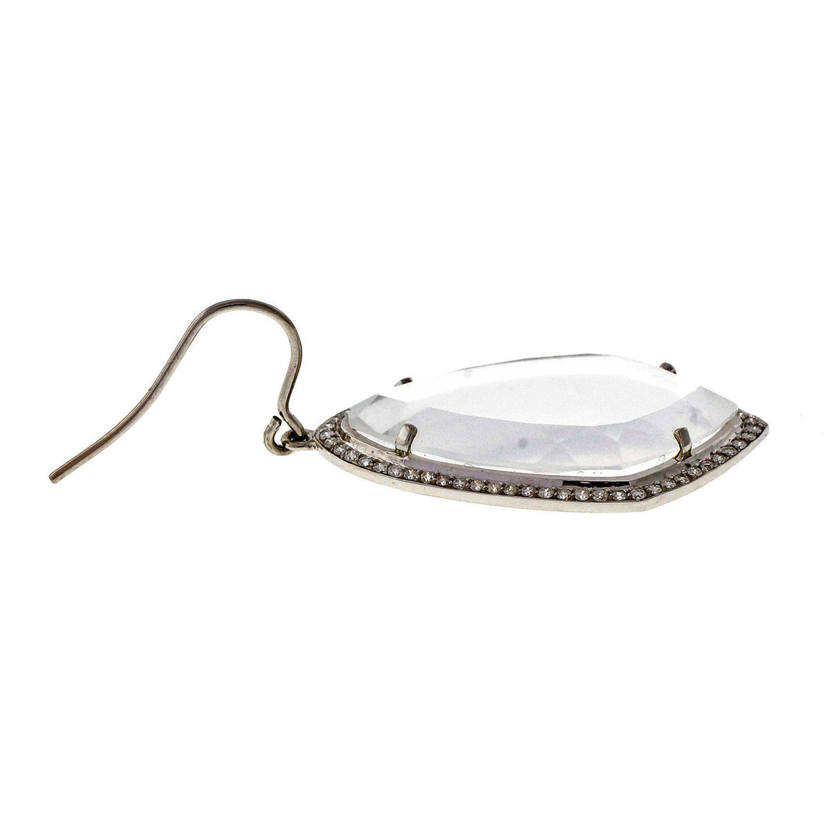Designer JMP 15.00ct Quartz 1.00ct Diamond Dangle White Gold Earrings – image 3