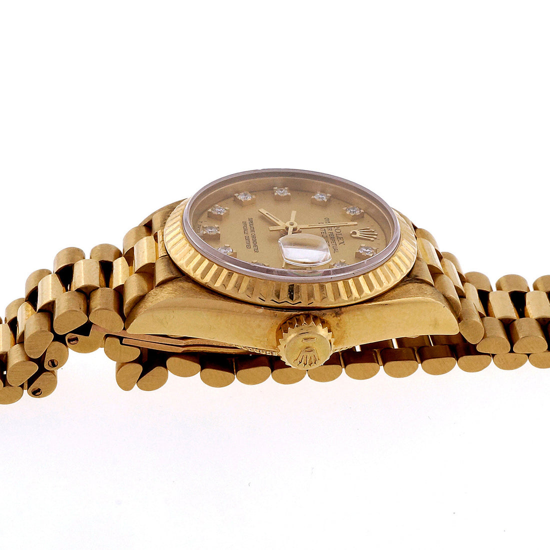 Ladies Rolex 18k Yellow Gold Diamond Dial Watch 69178 – image 11