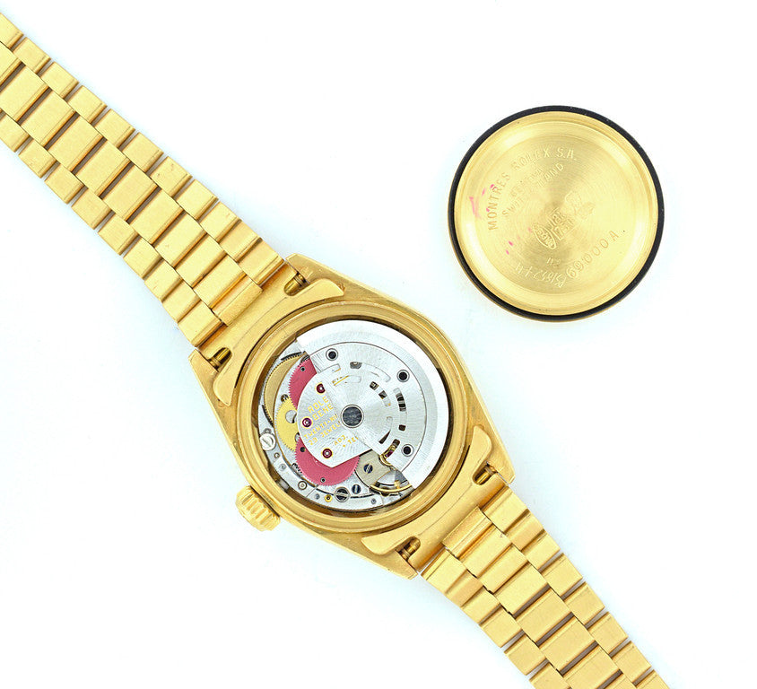 Ladies Rolex 18k Yellow Gold Diamond Dial Watch 69178 – image 7