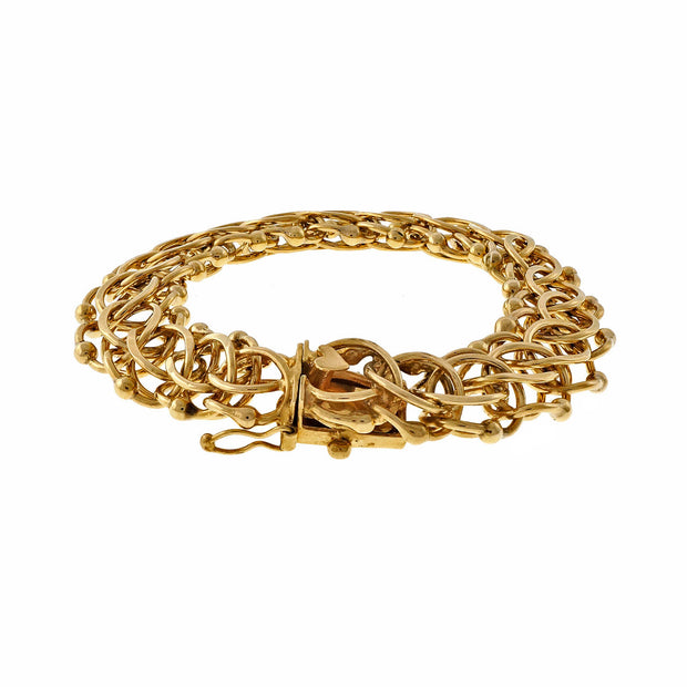 Vintage 1950 Double Spiral Links Charm Link 14k Yellow Gold Bracelet