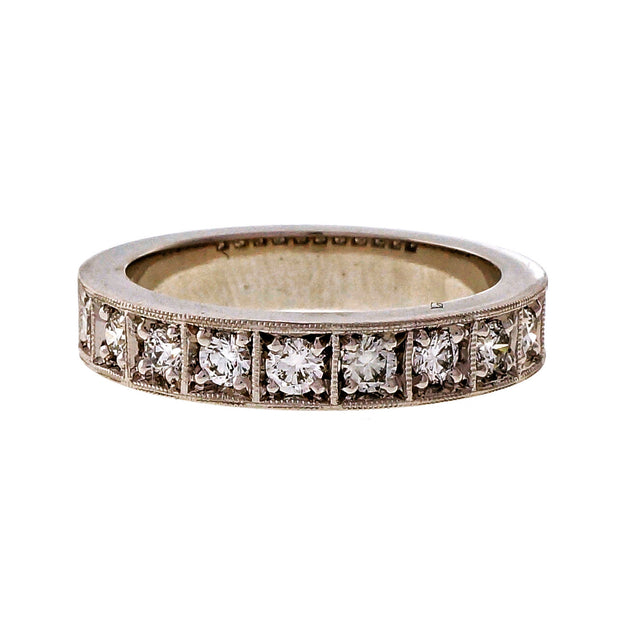 Peter Suchy Platinum Half Way .50ct 3.9mm Wide Wedding Band Ring