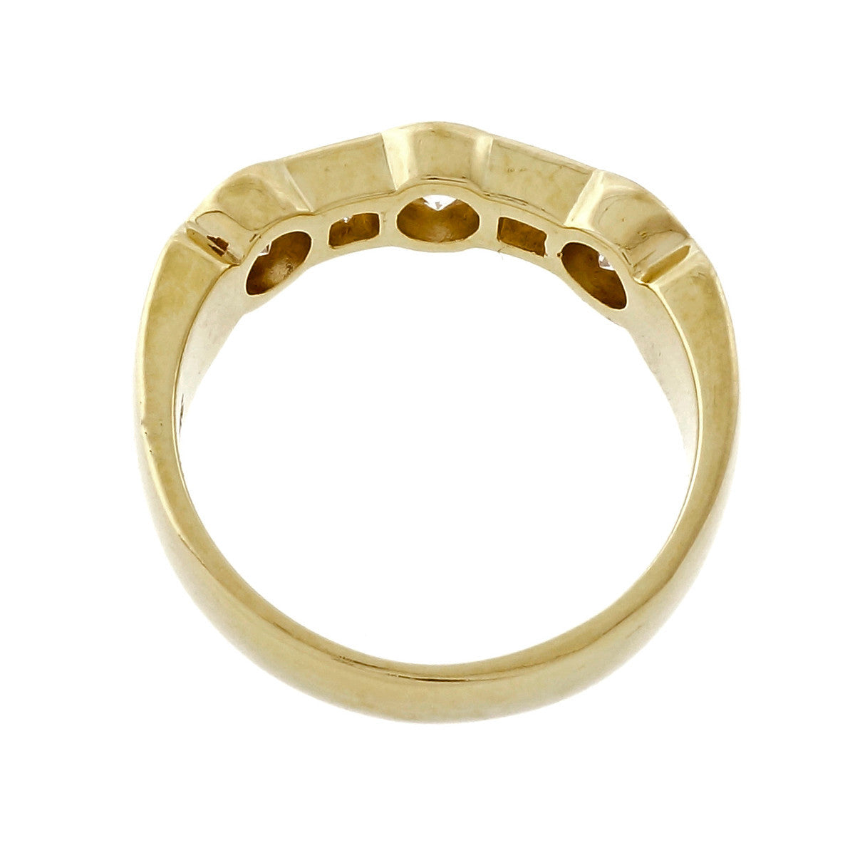 Round Princess Cut Bezel Set Diamond Wedding Band Ring 18k Yellow Gold – image 3