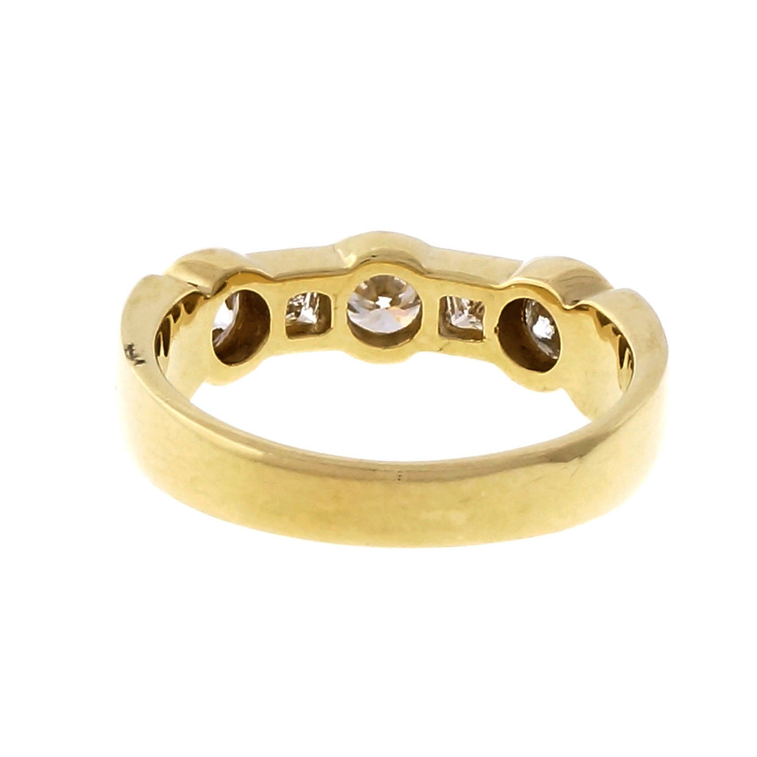 Round Princess Cut Bezel Set Diamond Wedding Band Ring 18k Yellow Gold – image 4