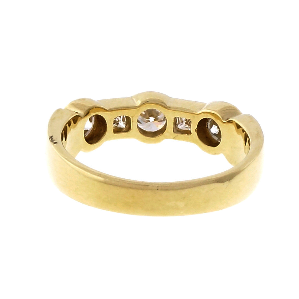 Round Princess Cut Bezel Set Diamond Wedding Band Ring 18k Yellow Gold – image 4