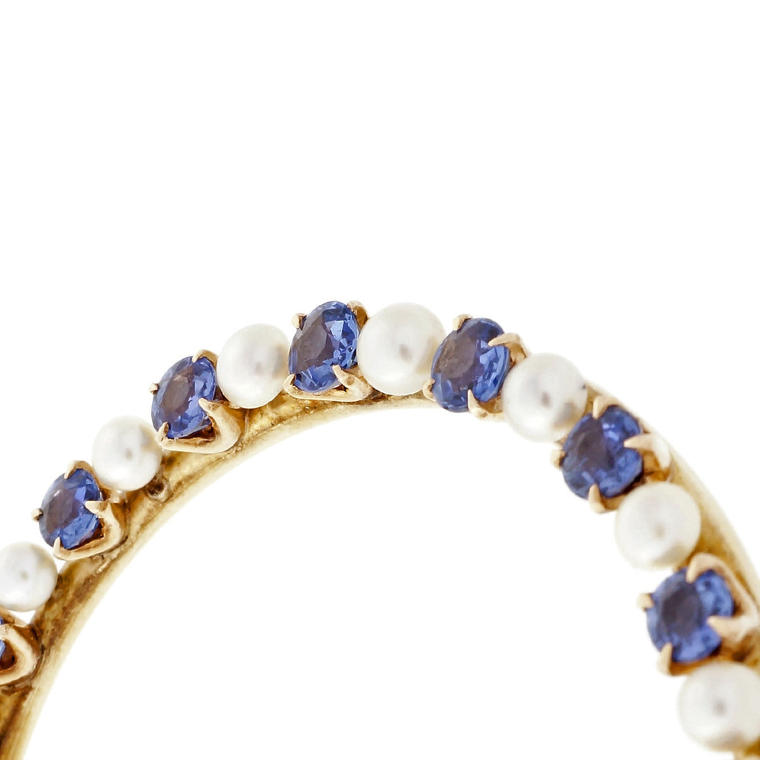 1920 Natural Montana Sapphire Horse Shoe Pin Natural Pearl 14k Yellow Gold – image 5