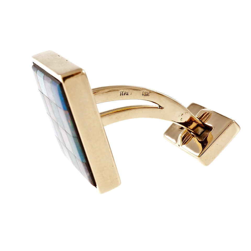Vintage 18k Yellow Gold Opal Masonic Cufflinks, Italy, Circa 1960s – image 9