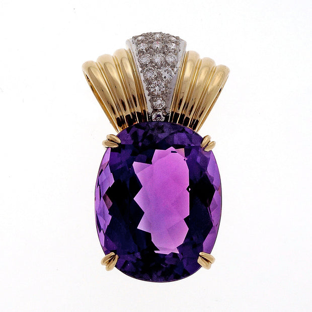 Estate Gem 42.00ct Amethyst Kurt Gutman 18k Diamond Pendant Enhancer