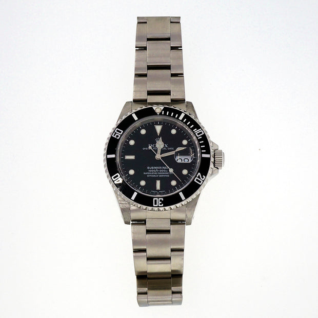 Rolex Steel Submariner 16610 Recent Service 1999 2000 Black Dial