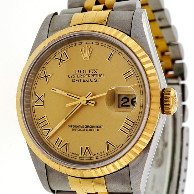 Rolex 18k Yellow Gold Steel Datejust 16233