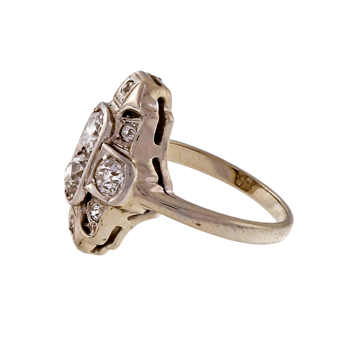 Vintage 1930 Art Deco Old European Cut 14k White Gold Diamond Ring – image 2