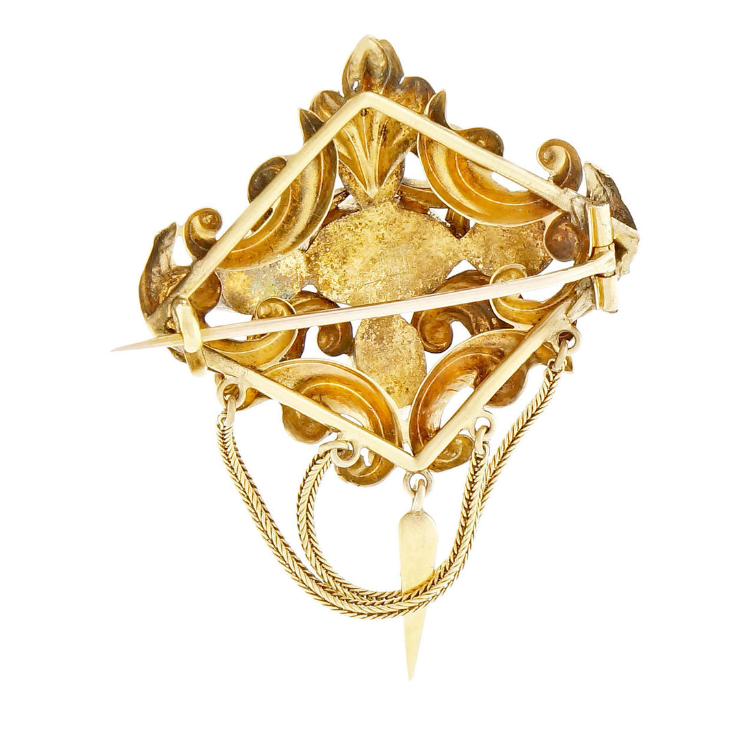 Georgian Antique Pin 1770 Rock Crystal Closed Back Settings 14k Yellow Gold – image 2