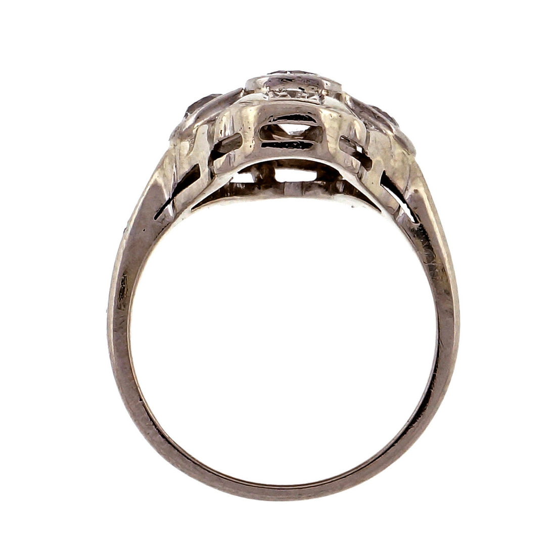Vintage 1930 Art Deco Old European Cut 14k White Gold Diamond Ring – image 3