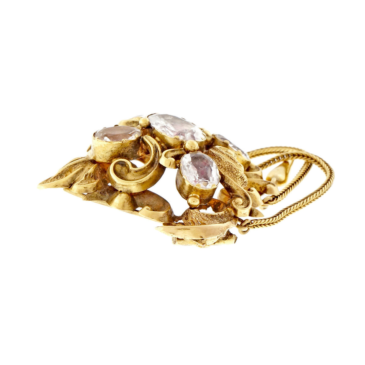 Georgian Antique Pin 1770 Rock Crystal Closed Back Settings 14k Yellow Gold – image 3