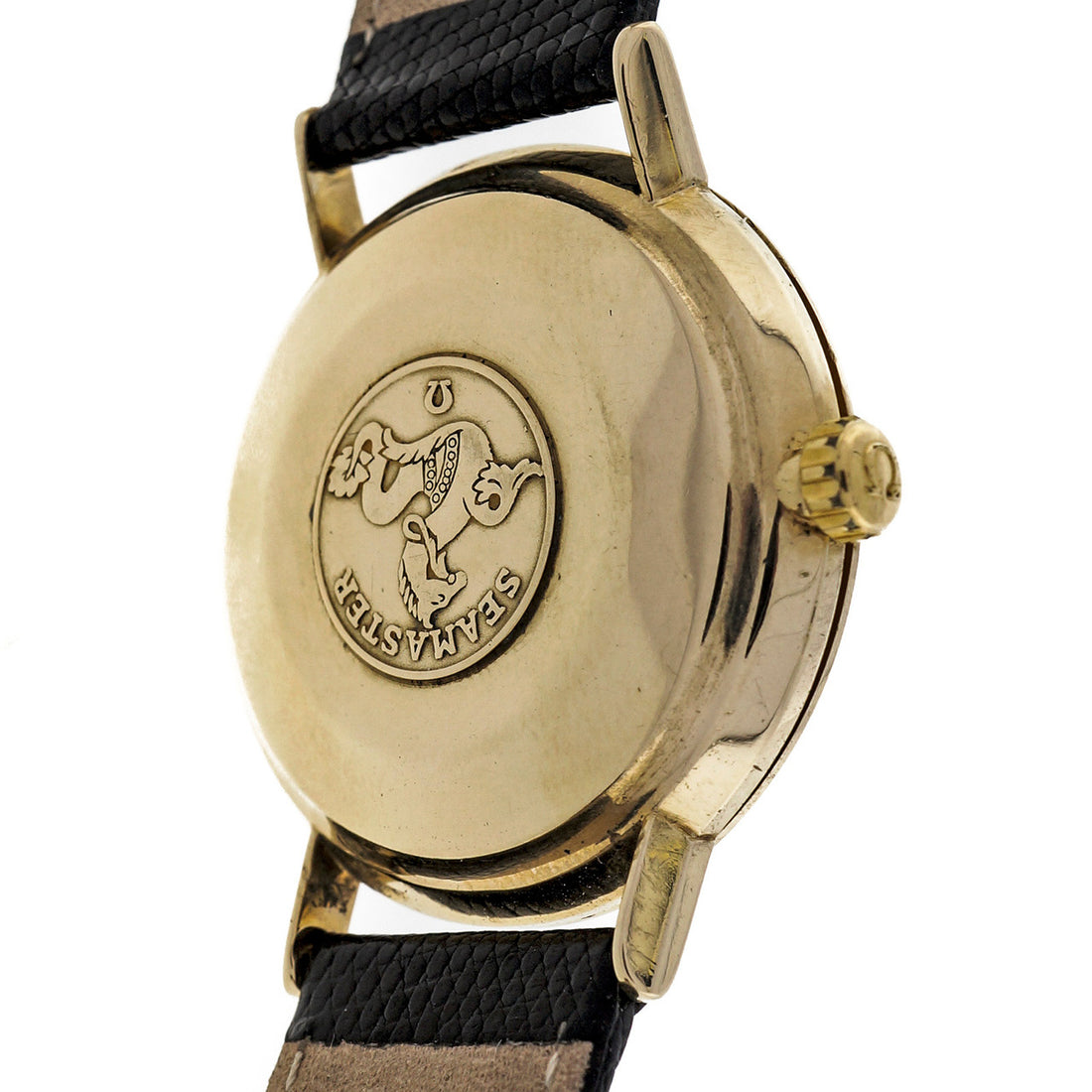 1960 Tiffany Omega Seamaster Automatic 14k Yellow Gold Black Dial Watch – image 7
