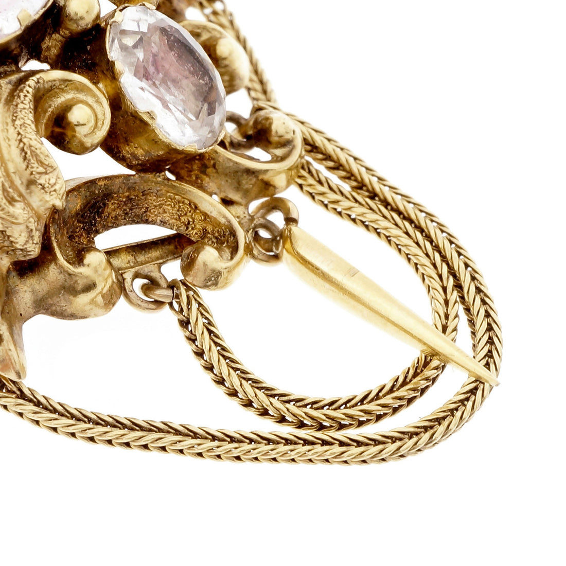 Georgian Antique Pin 1770 Rock Crystal Closed Back Settings 14k Yellow Gold – image 5