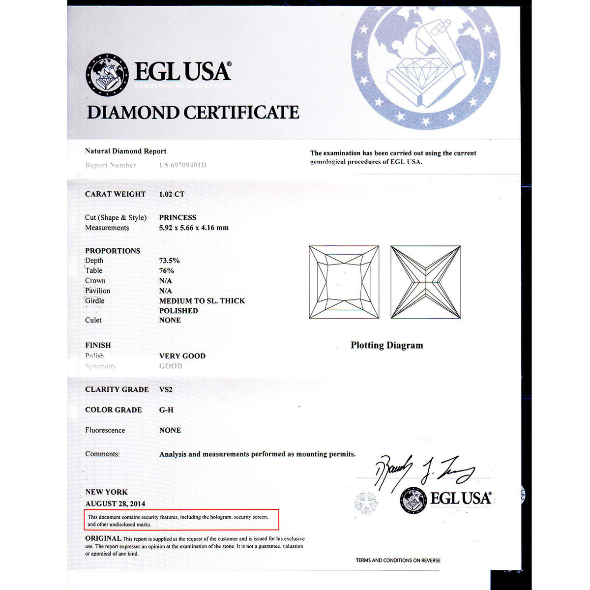 1.02ct Princess Cut Platinum Certified Engagement Ring Channel Set Sides – image 11