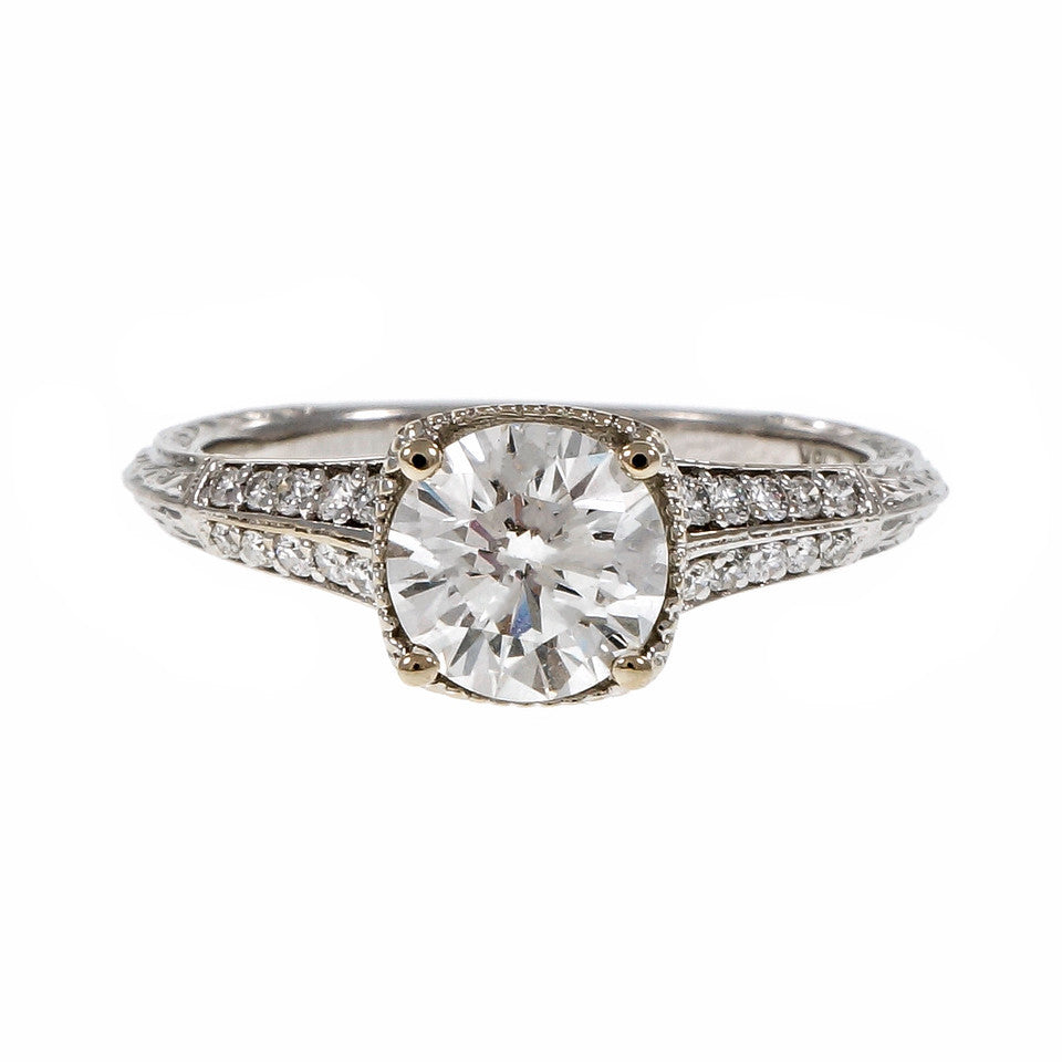 Peter Suchy Ideal Cut Diamond Solitaire Engagement Ring 18k White Gold