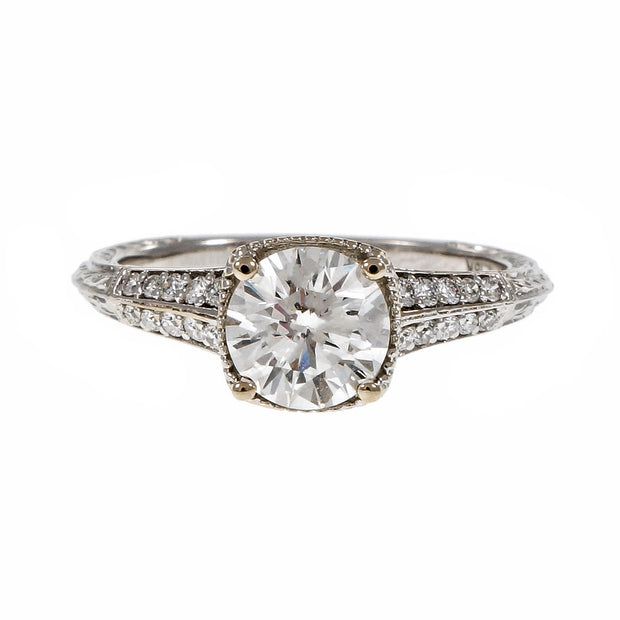 Peter Suchy Ideal Cut Diamond Solitaire Engagement Ring 18k White Gold