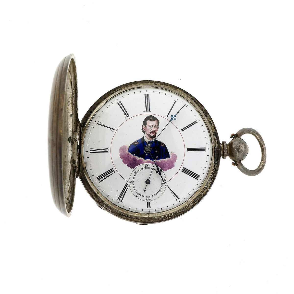 Civil War MJ Tobias Silver Pocket Watch Picturing Major General – image 9