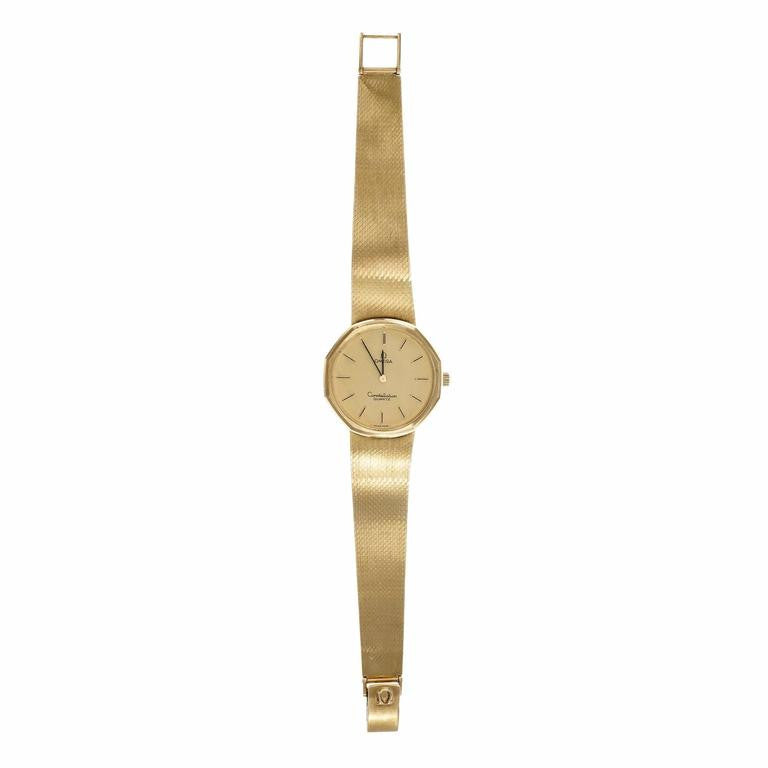 Omega Yellow Gold Constellation Mesh Band Quartz Wristwatch – image 3