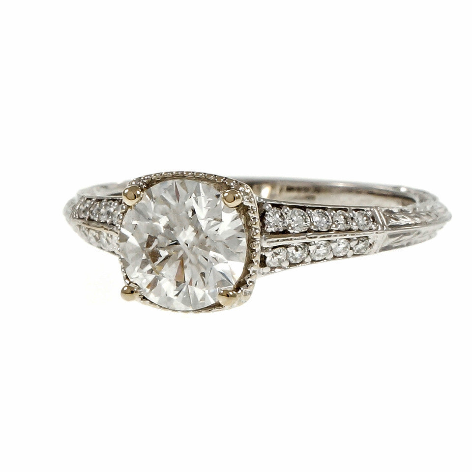 Peter Suchy Ideal Cut Diamond Solitaire Engagement Ring 18k White Gold – image 2