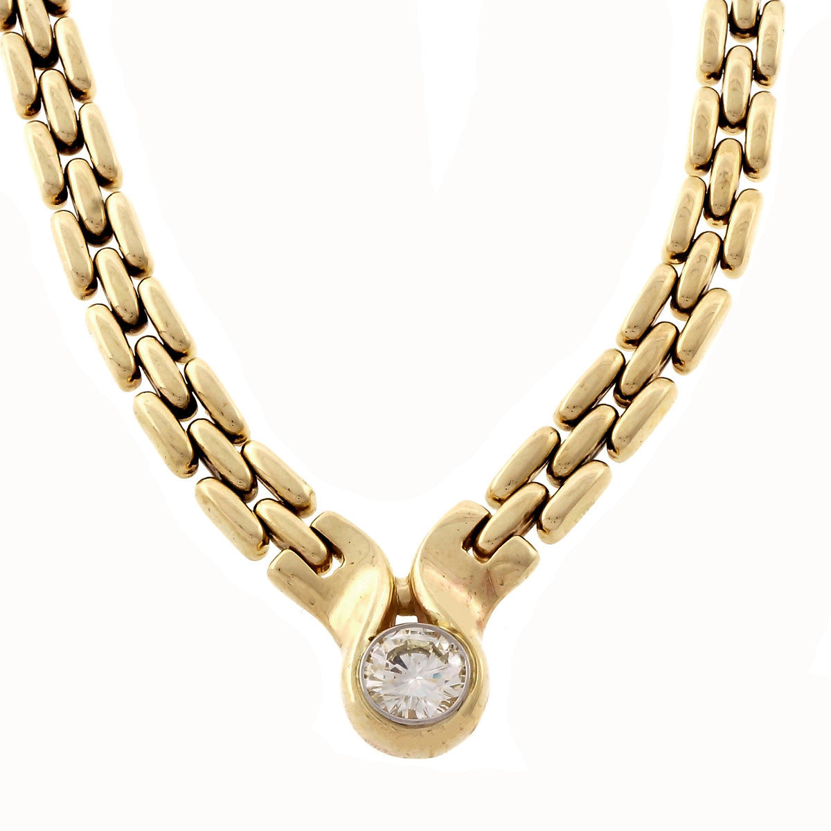 Estate 3 Row Panther Diamond Necklace Kurt Gutman 14k Yellow Gold – image 4