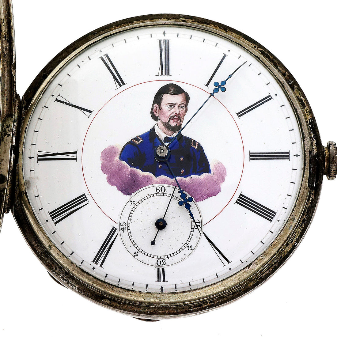 Civil War MJ Tobias Silver Pocket Watch Picturing Major General – image 2