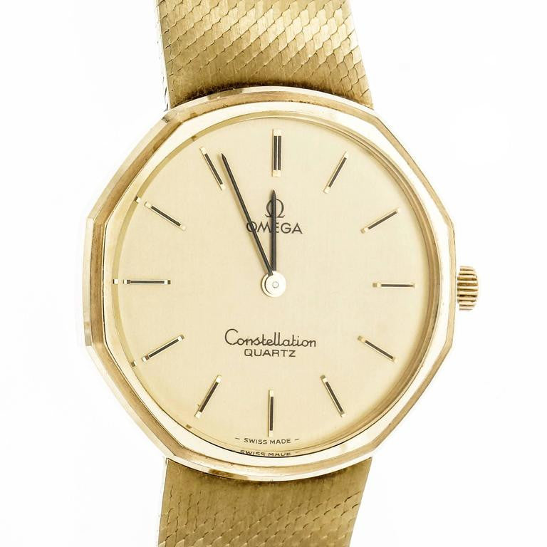 Omega Yellow Gold Constellation Mesh Band Quartz Wristwatch – image 2