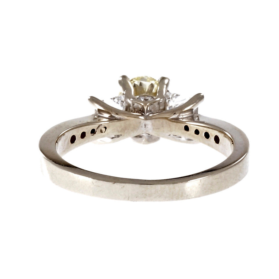 Estate Light Yellow Diamond Engagement Ring Princess Cut Sides 14k White Gold – image 10