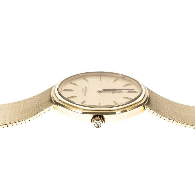 Omega Yellow Gold Constellation Mesh Band Quartz Wristwatch – image 4