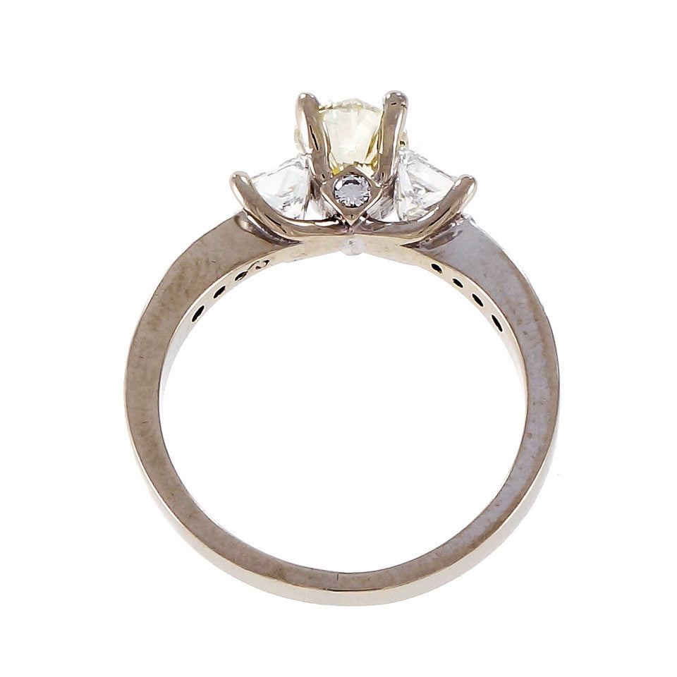 Estate Light Yellow Diamond Engagement Ring Princess Cut Sides 14k White Gold – image 11