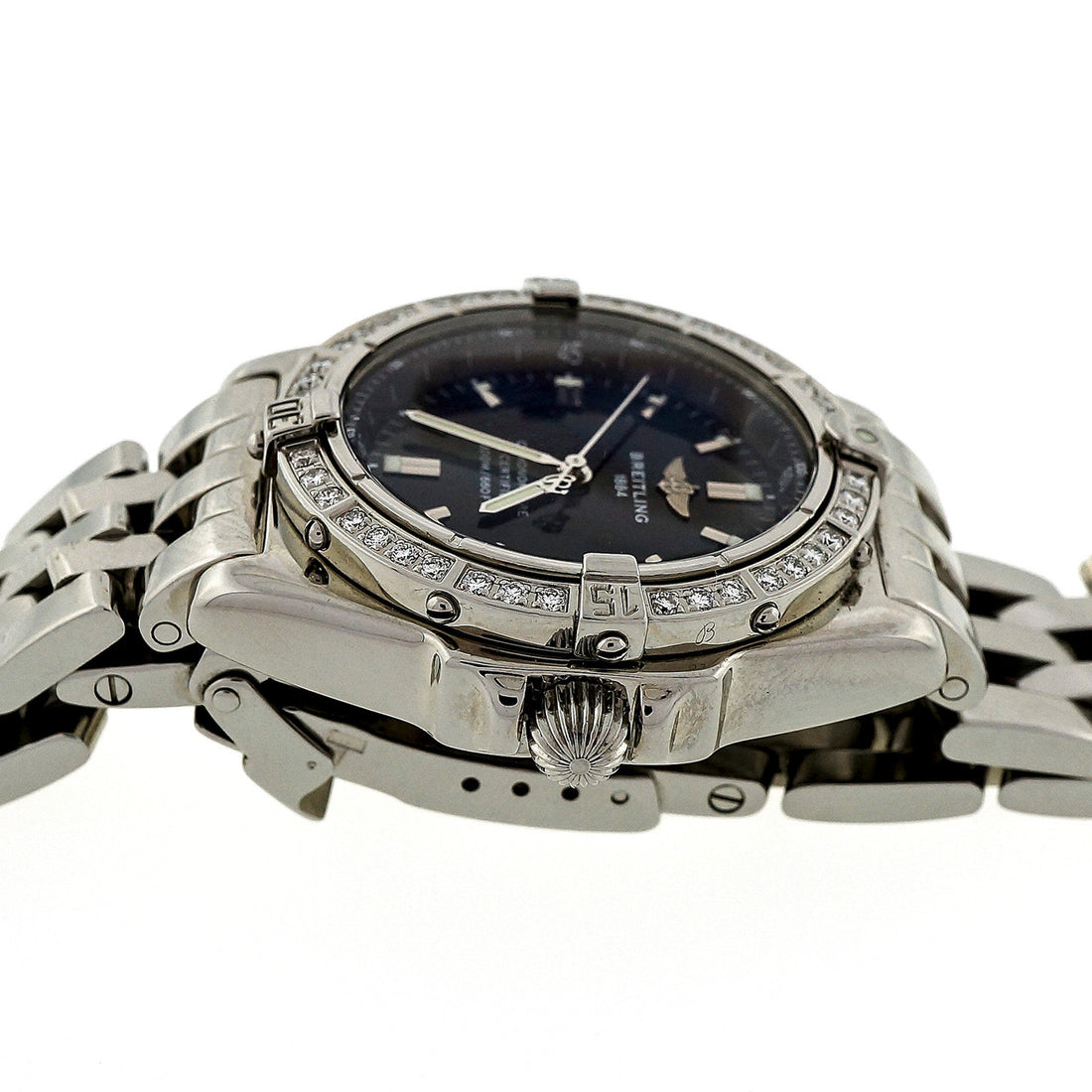 Breitling Mid Size A77376 Diamond Bezel Black Dial Quartz 1884 Chronometre – image 6
