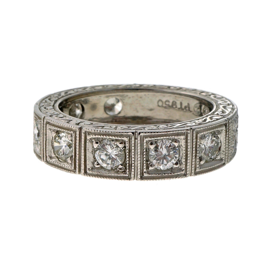 Platinum Diamond Wedding Band 1.01ct PSD Art Deco Style – image 2