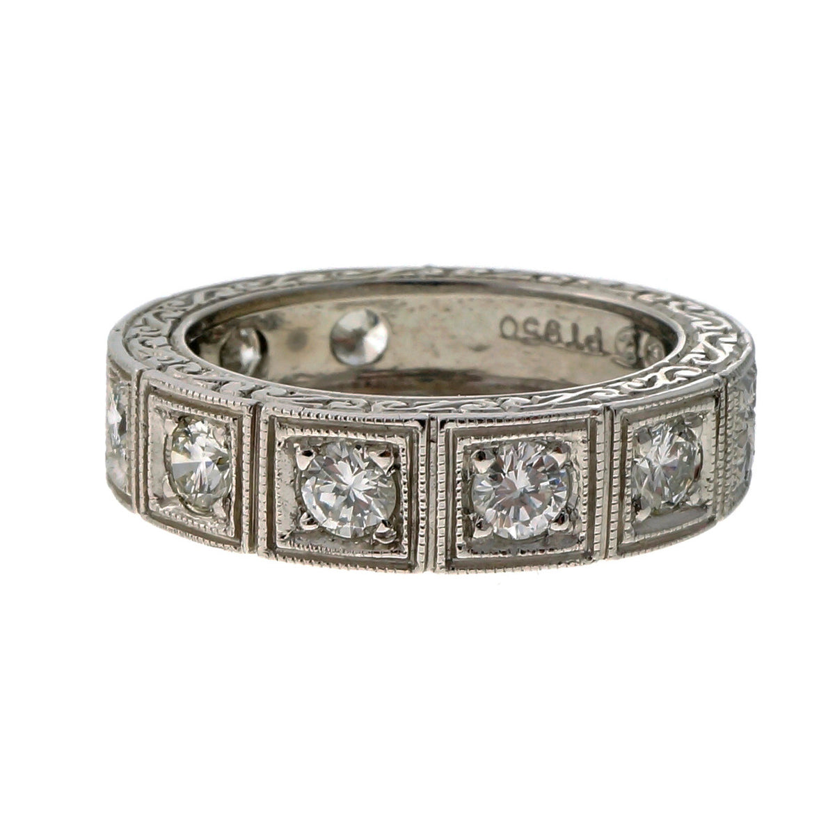 Platinum Diamond Wedding Band 1.01ct PSD Art Deco Style – image 2