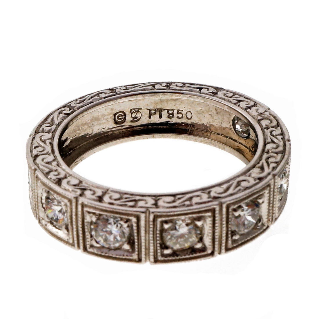 Platinum Diamond Wedding Band 1.01ct PSD Art Deco Style – image 3