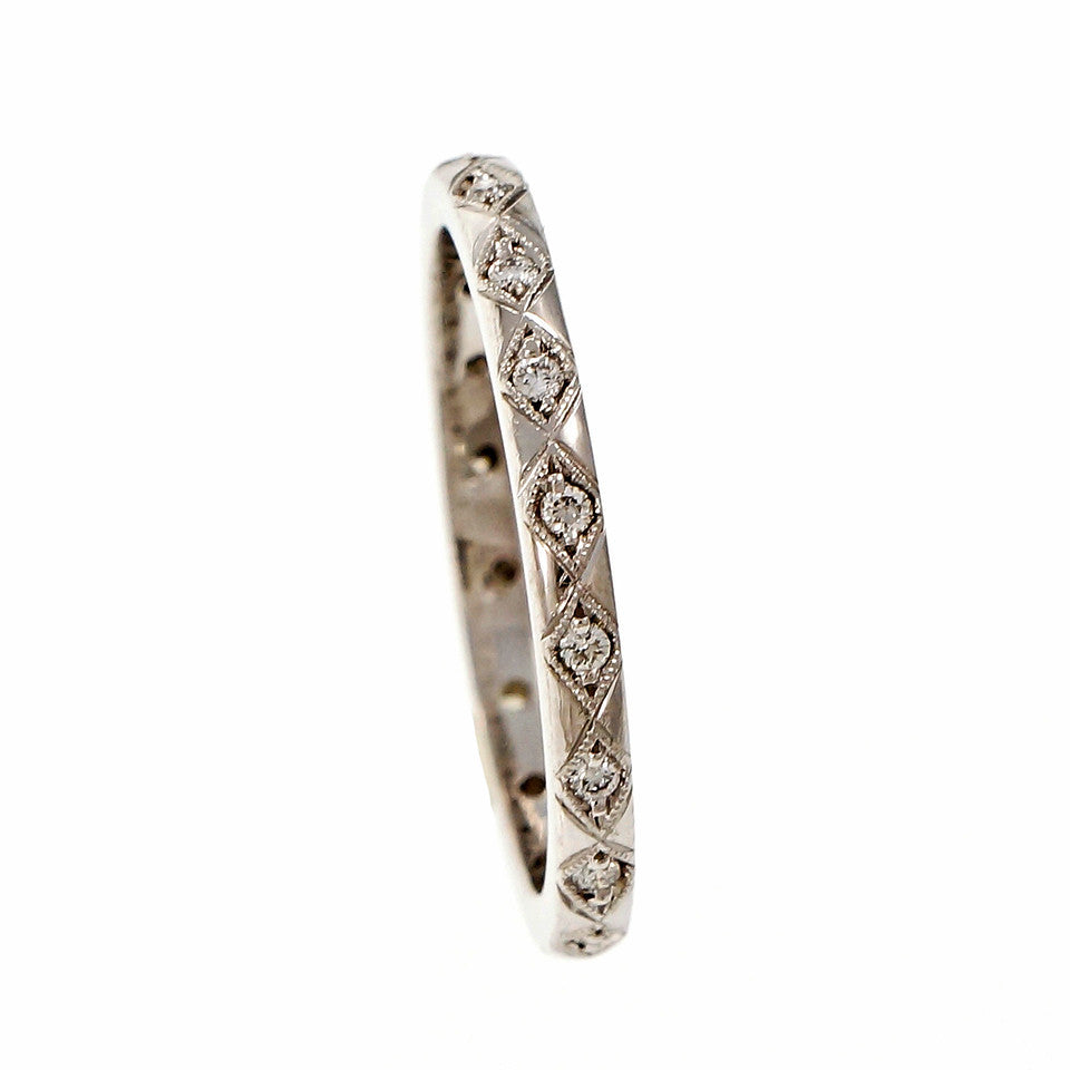 Peter Suchy Antique Inspired Diamond Eternity Band Ring Platinum – image 4