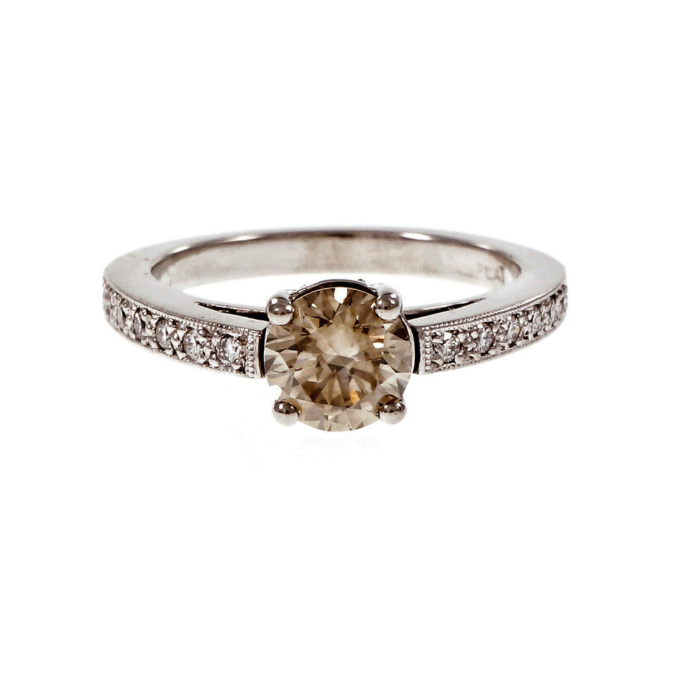 Peter Suchy Natural Brown Green Yellow Diamond Engagement Ring Platinum – image 2