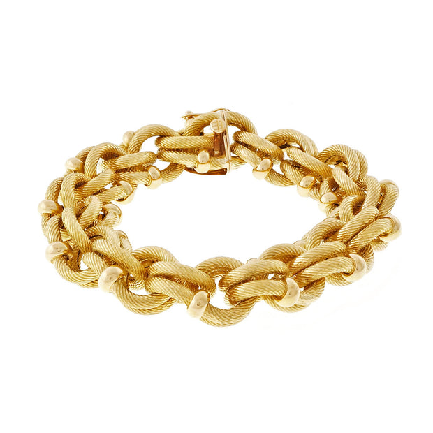 Vintage 1960 Italian 18k Yellow Gold Double Spiral Link Bracelet