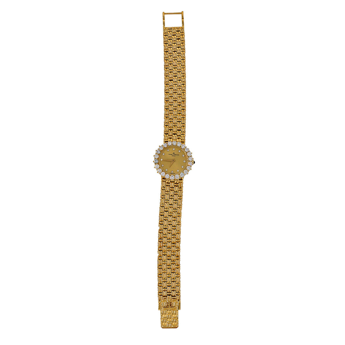 Vintage Baume &amp; Mercier 18k Yellow Gold Diamond Bezel Diamond Dial Ladies Watch – image 2