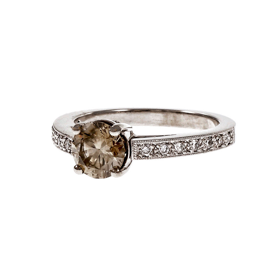 Peter Suchy Natural Brown Green Yellow Diamond Engagement Ring Platinum – image 10
