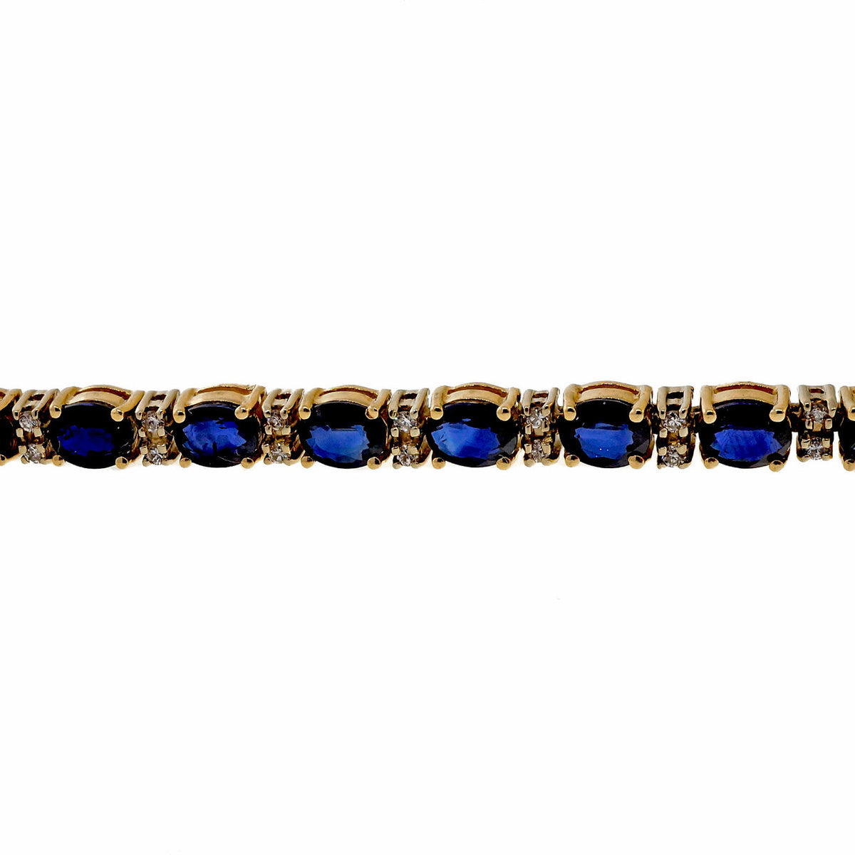 Estate 12.50ct Royal Blue Sapphire Diamond 14k Yellow Gold Bracelet – image 3