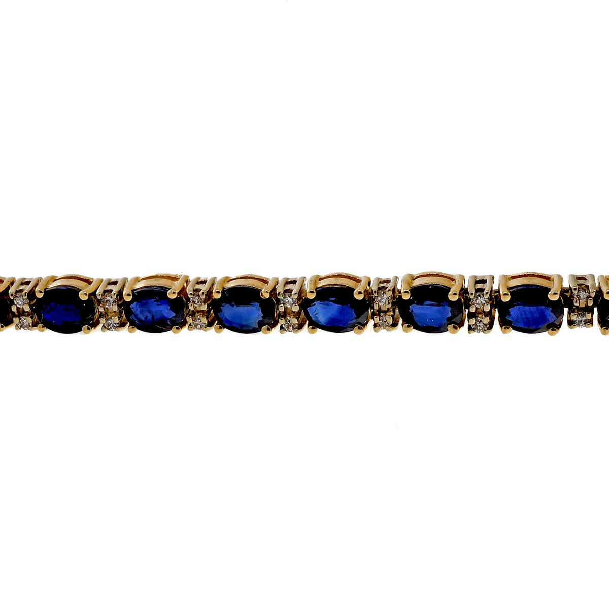 Estate 12.50ct Royal Blue Sapphire Diamond 14k Yellow Gold Bracelet – image 6