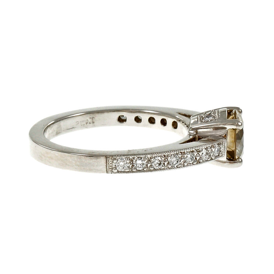 Peter Suchy Natural Brown Green Yellow Diamond Engagement Ring Platinum – image 11