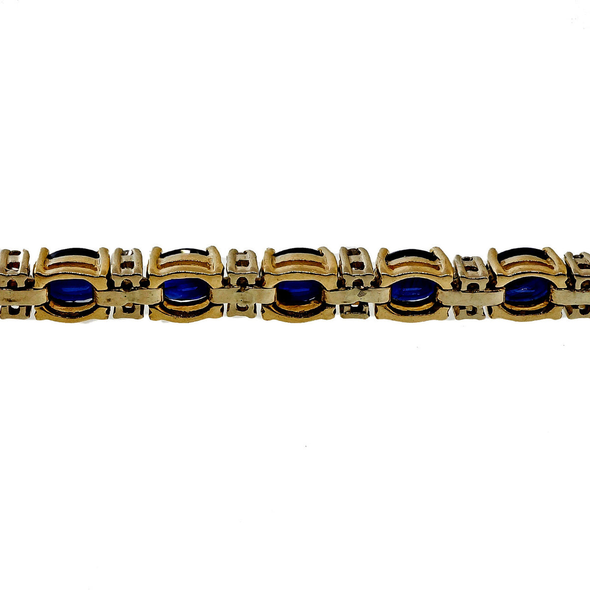 Estate 12.50ct Royal Blue Sapphire Diamond 14k Yellow Gold Bracelet – image 4