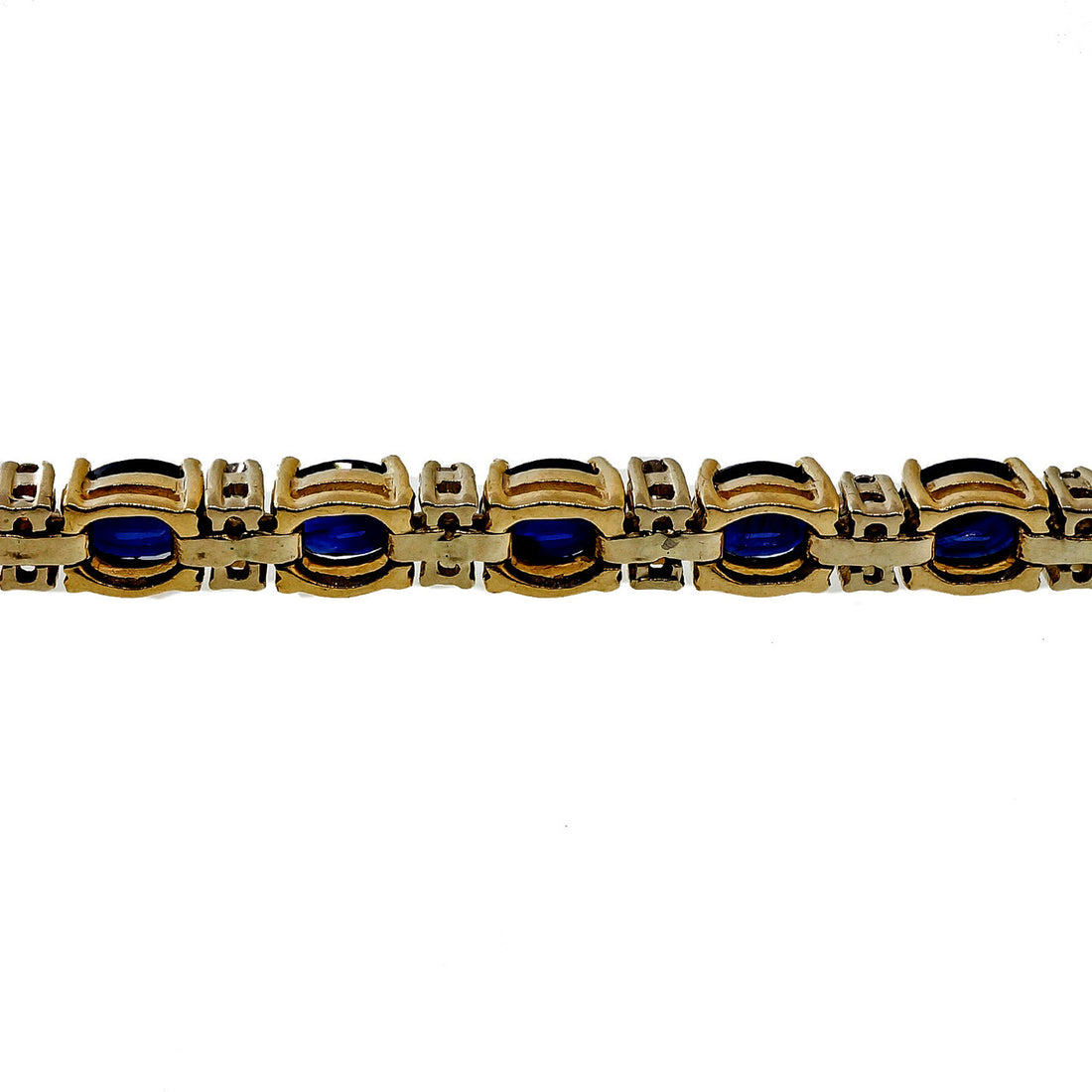 Estate 12.50ct Royal Blue Sapphire Diamond 14k Yellow Gold Bracelet – image 7