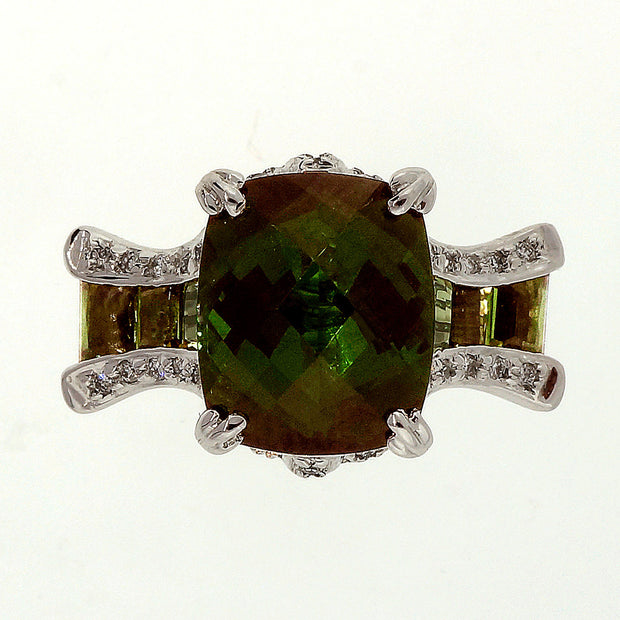 Bellari 5.80 Carat Green Tourmaline  Diamond  White Gold Ring