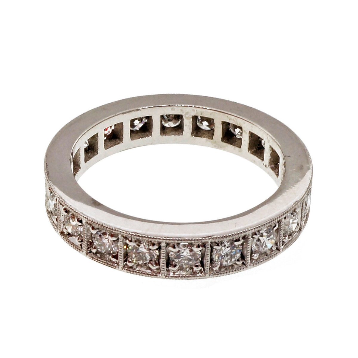 Peter Suchy 3.9mm Eternity Bead Set Wedding Band Ring 1.00ct Platinum – image 2