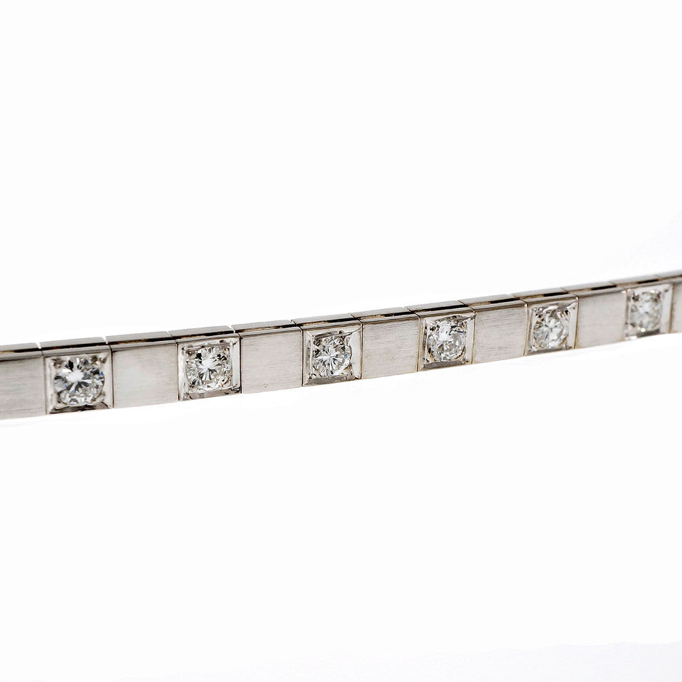 Vintage Diamond Box Link Diamond Bracelet 14k White Gold – image 3