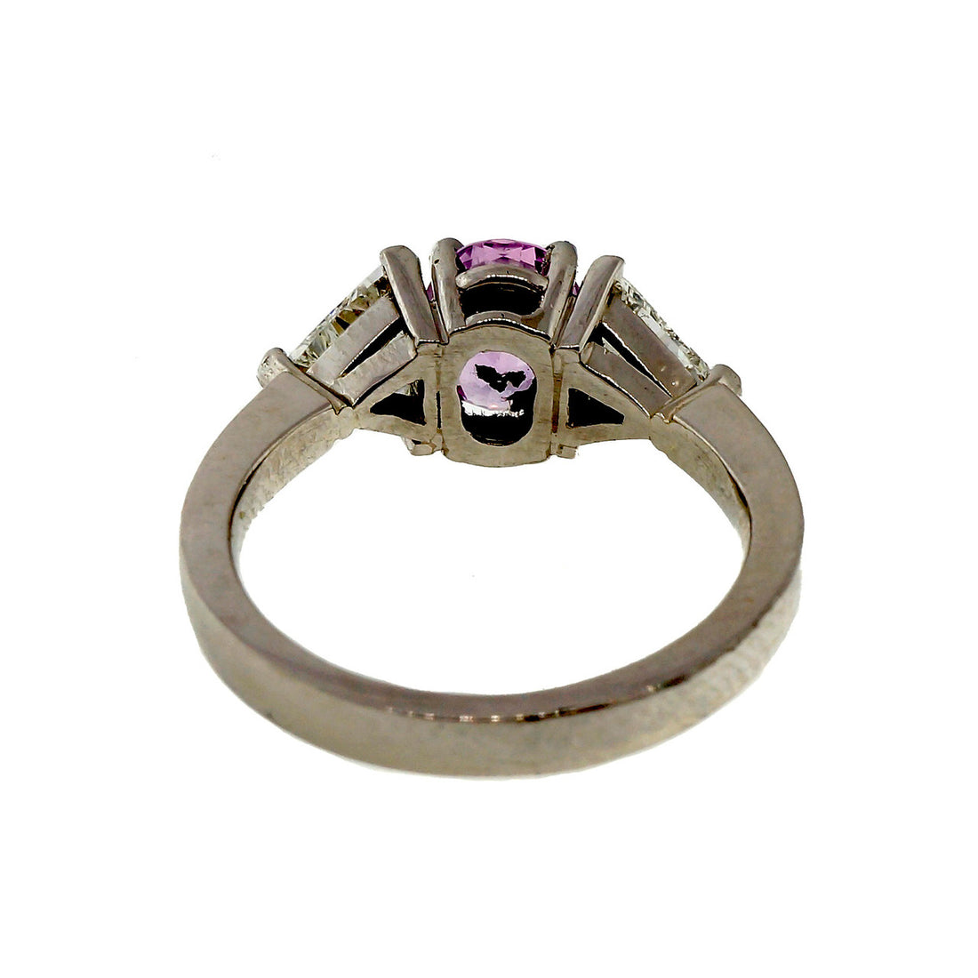 Rare Light Pink Natural 1.45ct Sapphire Platinum Ring 1.50ct Trilliant Diamond – image 10