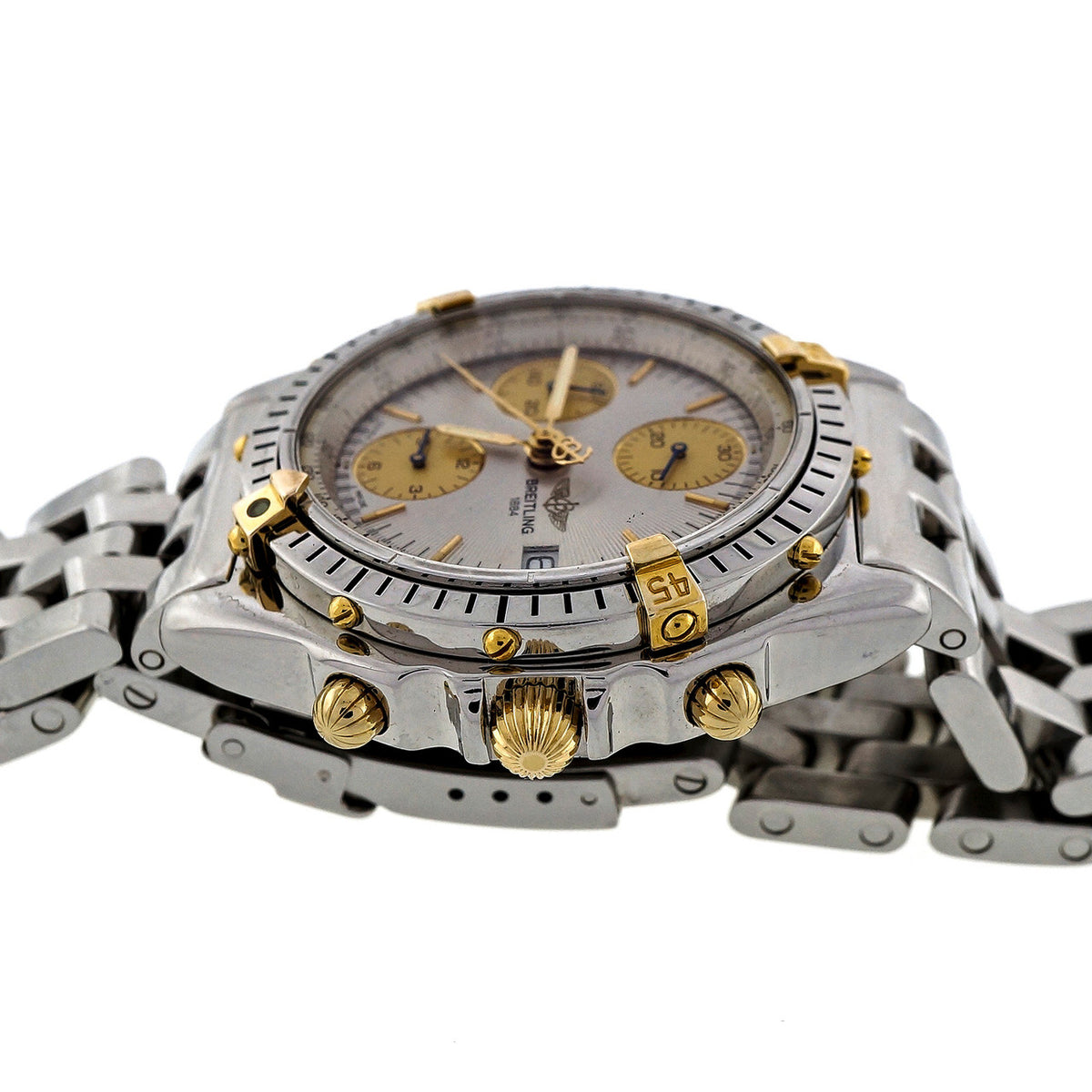 Breitling Chronomat 18k Steel D10347 Automatic Date Rare Silver Dial – image 5